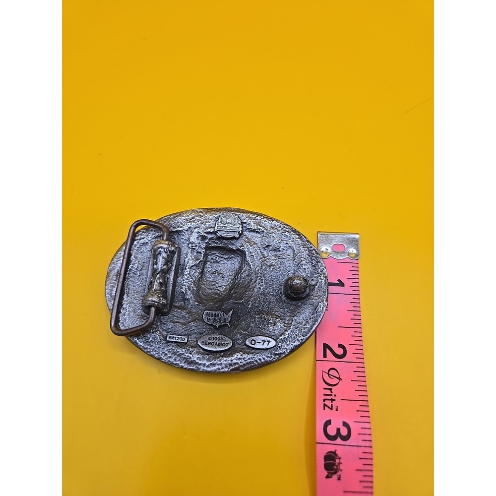 Vintage 1994 Bergamot Brass Works Belt Buckle O-77 Skull Snakes Roses Gothic USA - Picture 4 of 4